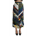 Multicolor Silk Geometric High Waist Maxi Skirt
