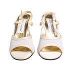 White Satin Slingback Heels Pumps Shoes