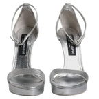 Silver Leather Platform Keira Sandals Shoes