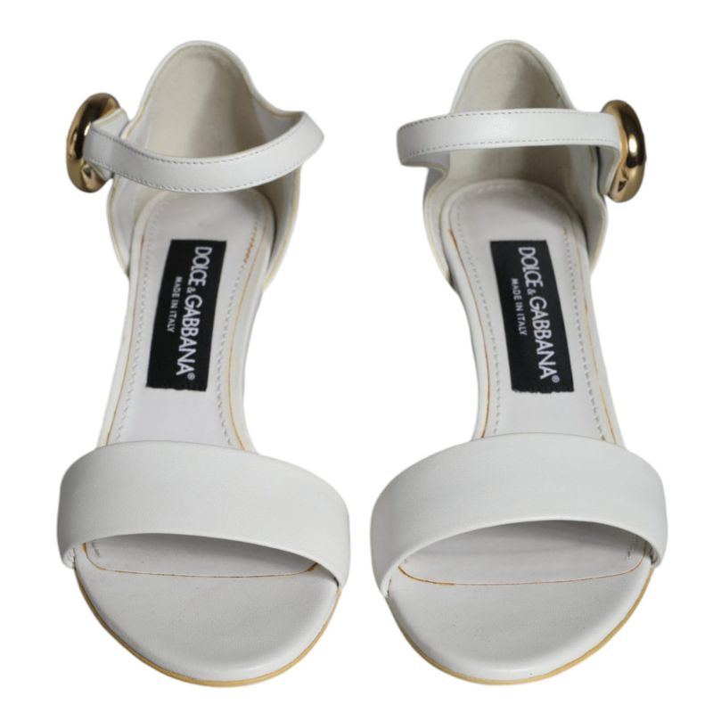 White Leather Heels Keira Sandals Shoes