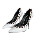 White Crystal Leather High Heels Pumps Shoes