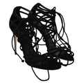 Black Suede Strap Stilettos Sandals