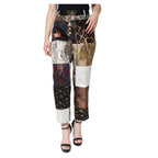 Multicolor Patchwork Jacquard High Waist Pants