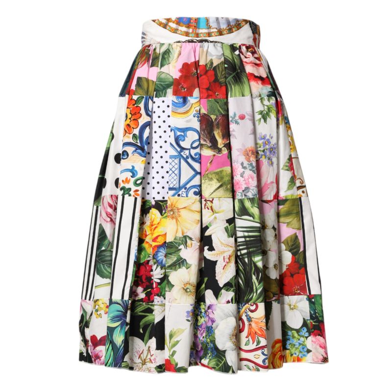Multicolor Patchwork High Waist Midi Skirt
