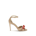 Beige Calf Leather Bos Taurus Stiletto Heel Sandals